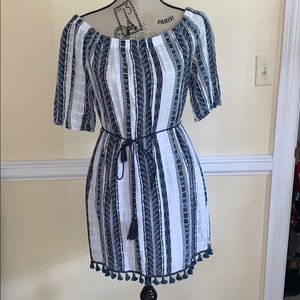 Off Shoulder Jade Striped Dress